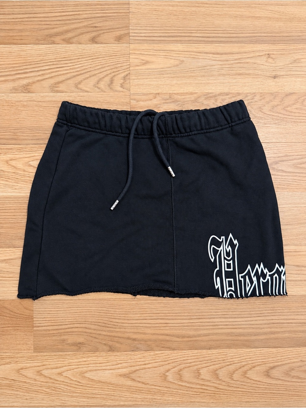 Heron Preston Black Mini Skirt with White Gothic Logo
